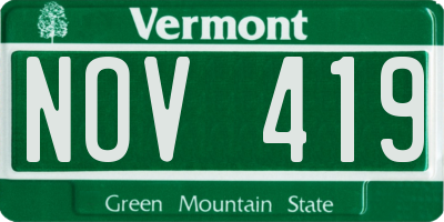 VT license plate NOV419
