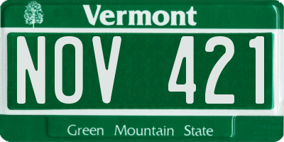 VT license plate NOV421