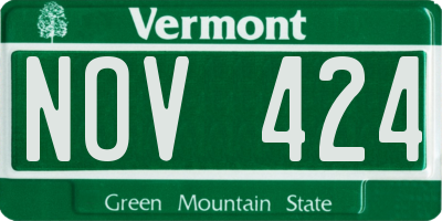 VT license plate NOV424