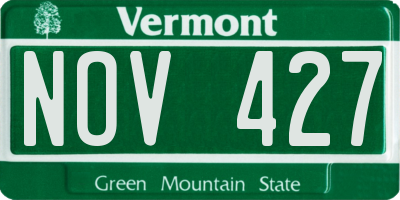 VT license plate NOV427