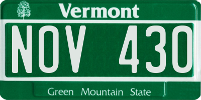 VT license plate NOV430