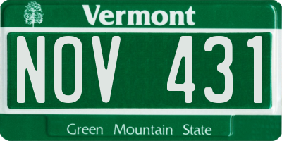 VT license plate NOV431
