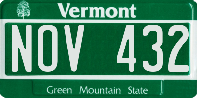 VT license plate NOV432