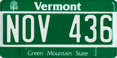 VT license plate NOV436