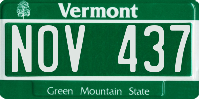VT license plate NOV437