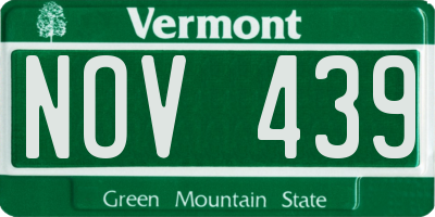 VT license plate NOV439