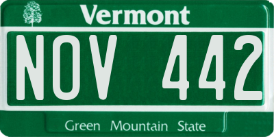 VT license plate NOV442