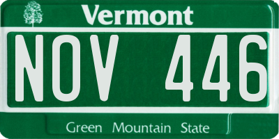 VT license plate NOV446