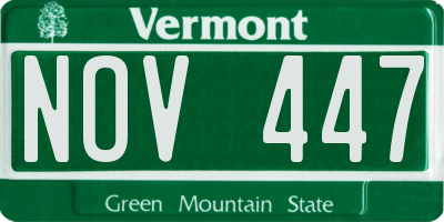 VT license plate NOV447