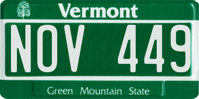 VT license plate NOV449