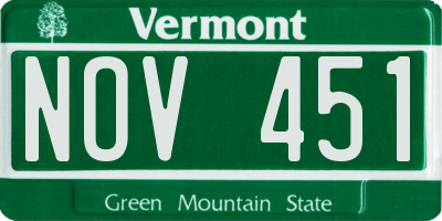 VT license plate NOV451