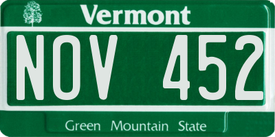 VT license plate NOV452