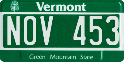 VT license plate NOV453