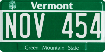 VT license plate NOV454