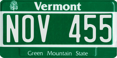 VT license plate NOV455