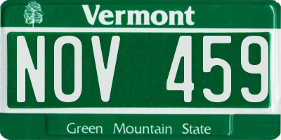 VT license plate NOV459