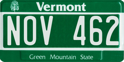 VT license plate NOV462