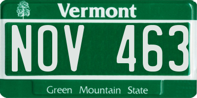 VT license plate NOV463