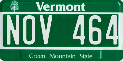 VT license plate NOV464