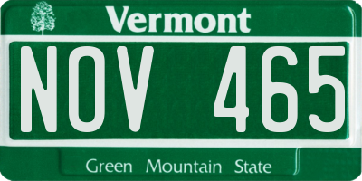 VT license plate NOV465