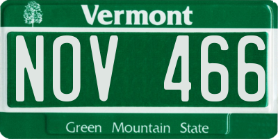 VT license plate NOV466