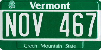 VT license plate NOV467