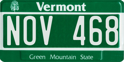 VT license plate NOV468