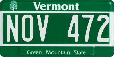 VT license plate NOV472