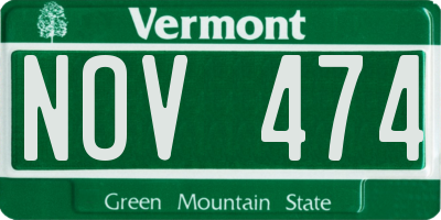 VT license plate NOV474