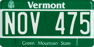 VT license plate NOV475