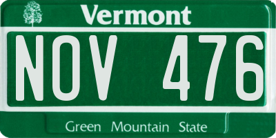VT license plate NOV476
