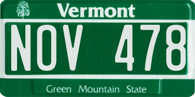 VT license plate NOV478