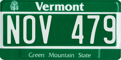 VT license plate NOV479