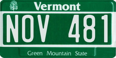 VT license plate NOV481