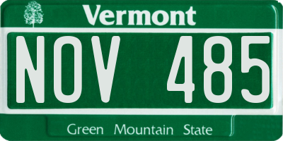 VT license plate NOV485