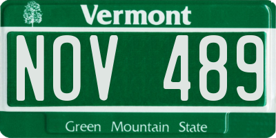 VT license plate NOV489