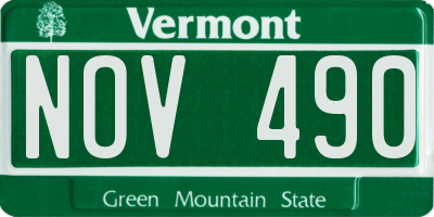 VT license plate NOV490