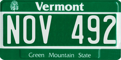 VT license plate NOV492