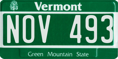VT license plate NOV493