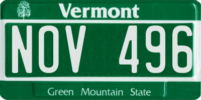 VT license plate NOV496