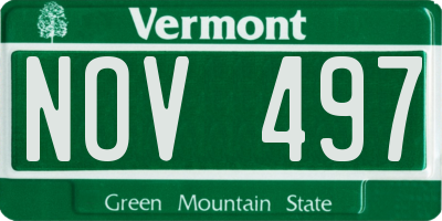 VT license plate NOV497
