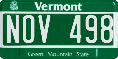 VT license plate NOV498