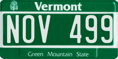 VT license plate NOV499