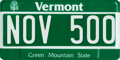 VT license plate NOV500