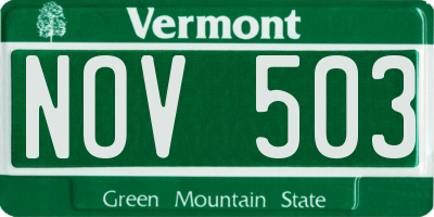 VT license plate NOV503