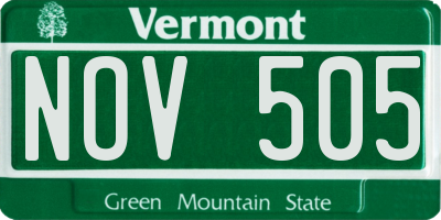 VT license plate NOV505
