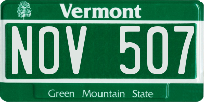 VT license plate NOV507