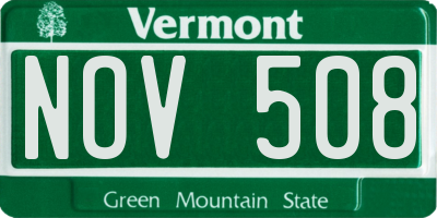VT license plate NOV508