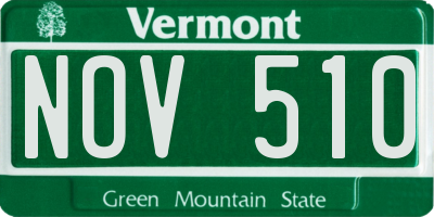 VT license plate NOV510