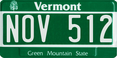 VT license plate NOV512